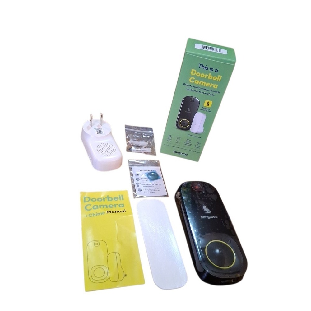 Kangaroo Security Doorbell Camera +Chime Motion Alerts Cloud Need App & Wi-Fi
